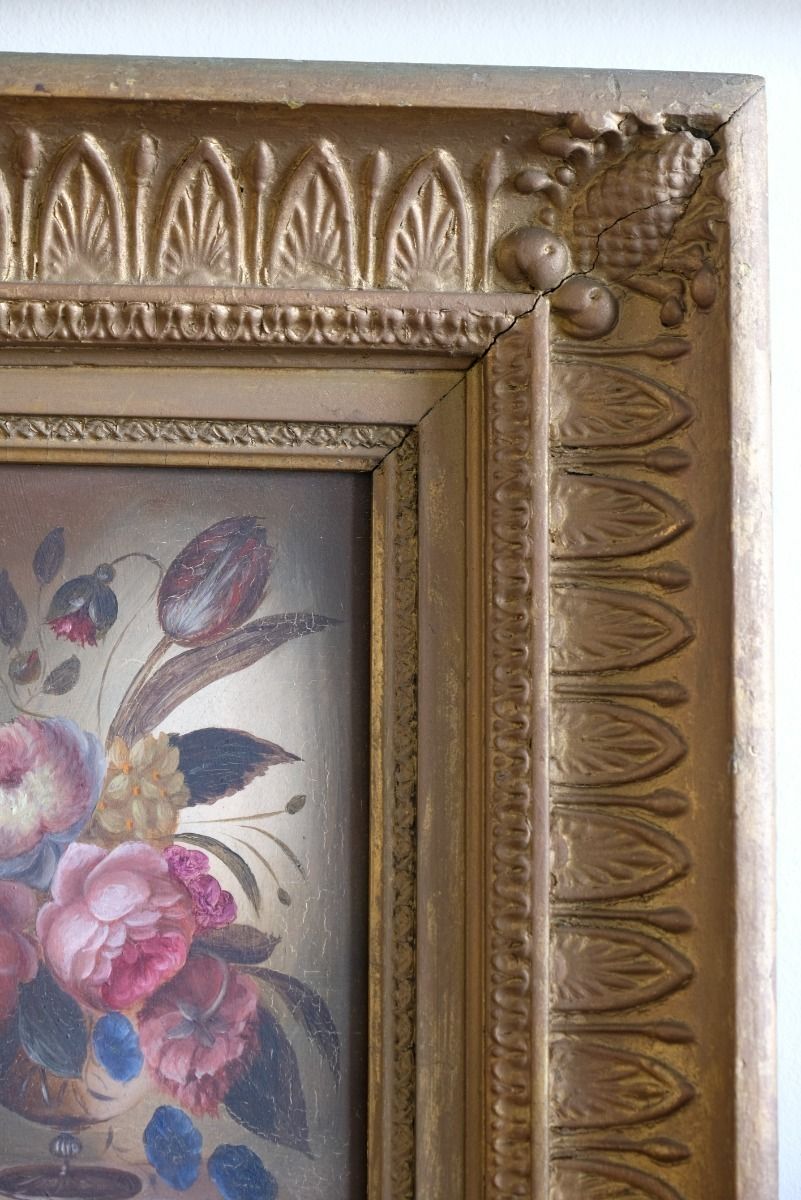English School Oil On Board Still Life Of Garden Flowers photo buy