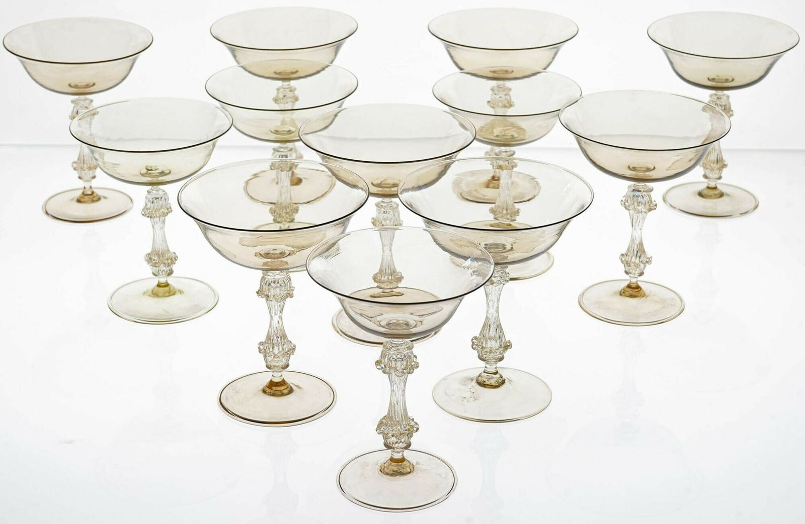 Rare Set Of 12 Classic Cenedese Fume And Gold Champagne Glass . Unique photo furniture