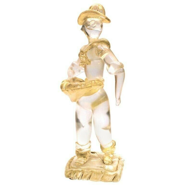 Ercole Barovier Murano Seminatore Clear Massiccio Glass Gold Applications, 1930
