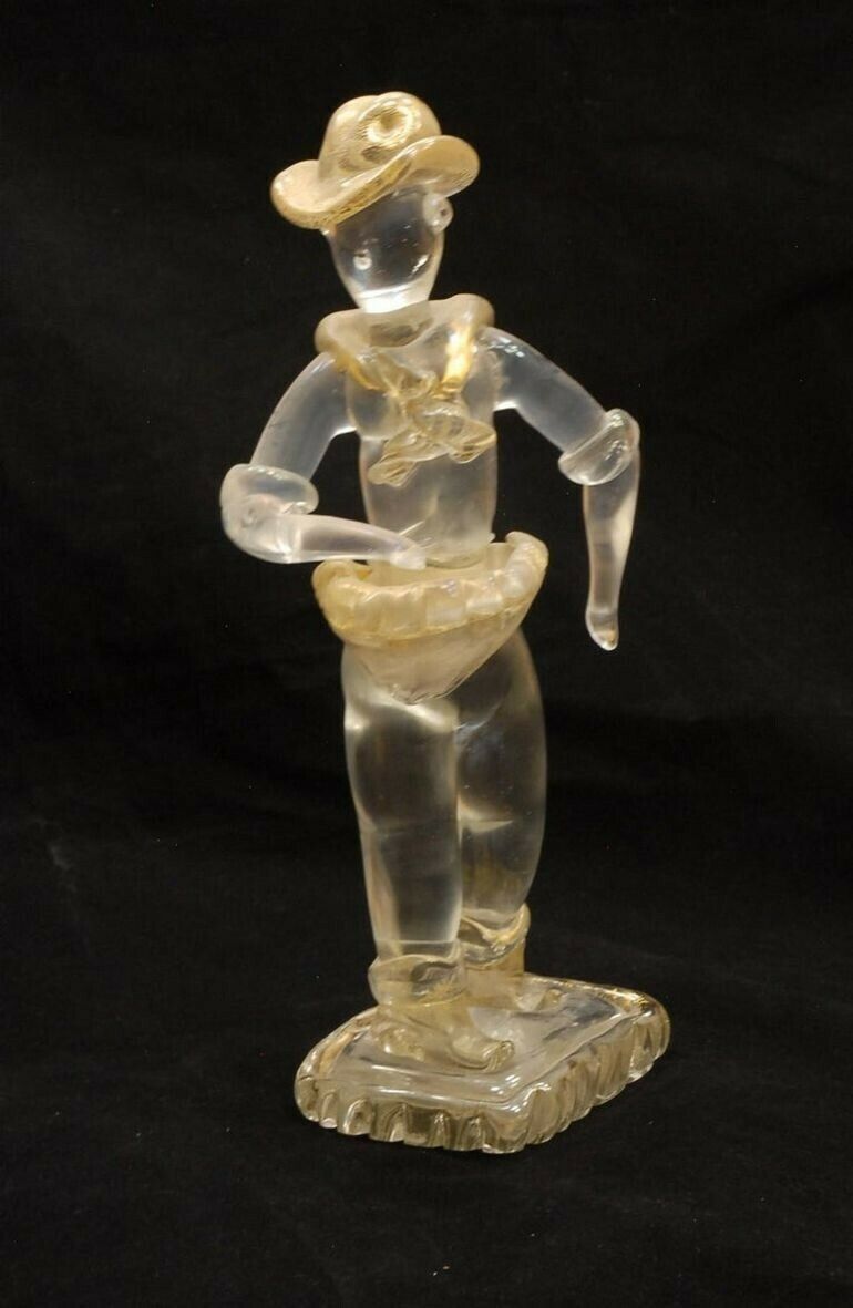 Ercole Barovier Murano Seminatore Clear Massiccio Glass Gold Applications, 1930 photo vinterior