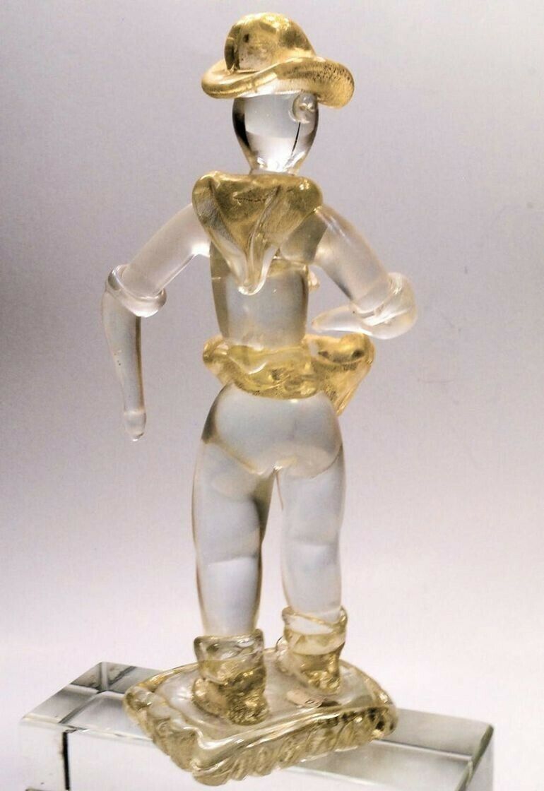 photo for sale Ercole Barovier Murano Seminatore Clear Massiccio Glass Gold Applications, 1930