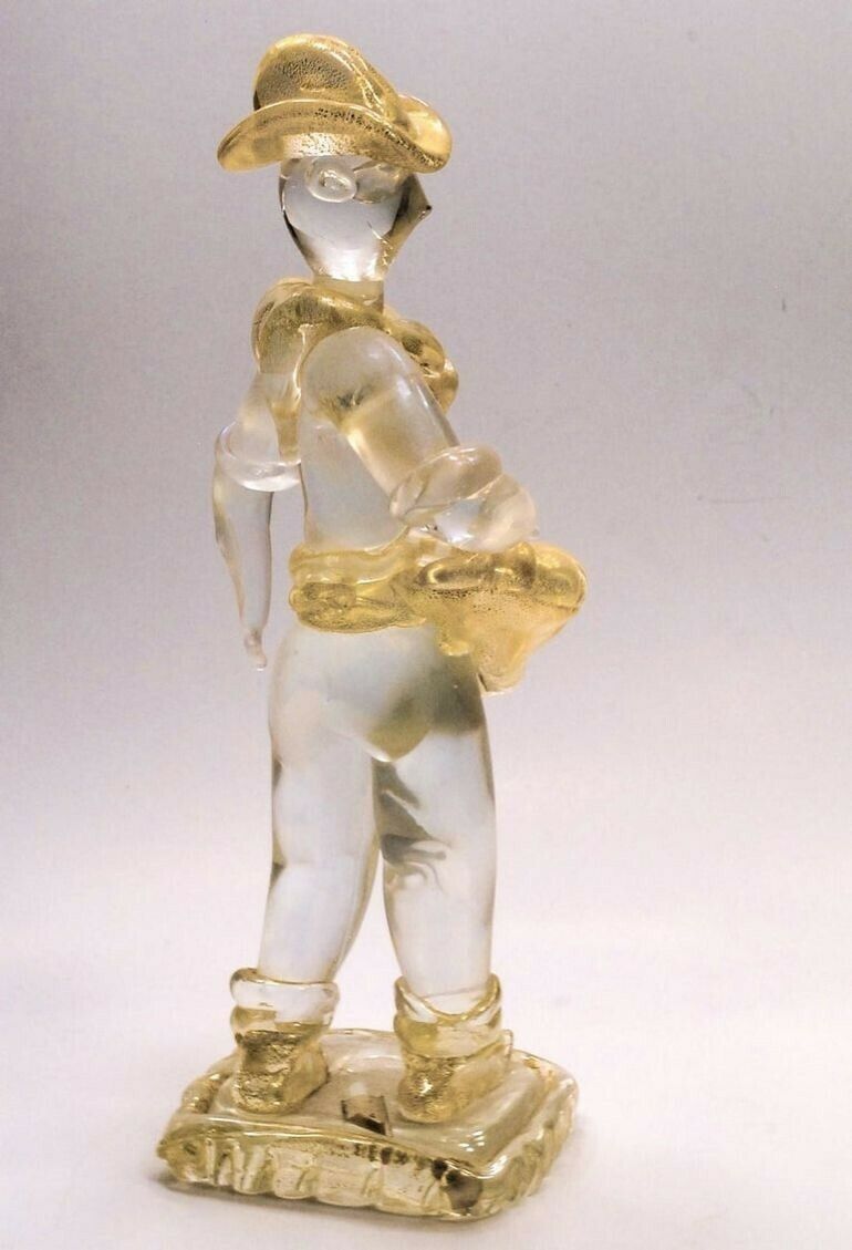 Art Ercole Barovier Murano Seminatore Clear Massiccio Glass Gold Applications, 1930 photo