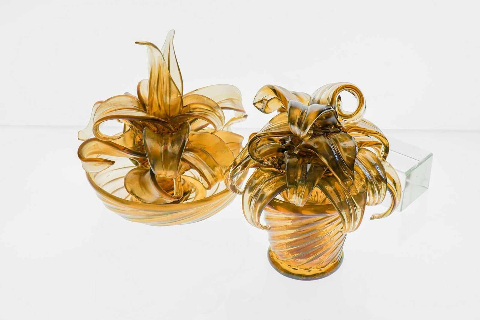 Art Napoleone Martinuzzi , Two Cactus In Murano Iridescent Fume Vamsa Attribution photo