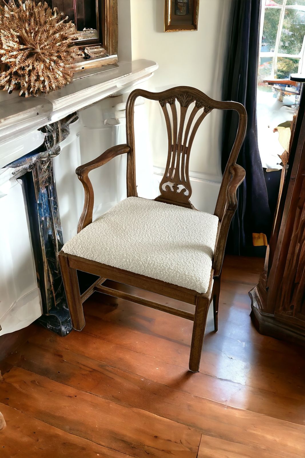 A George III Style Armchair In The Manner White Paris Boucle Fabric photo 195.0
