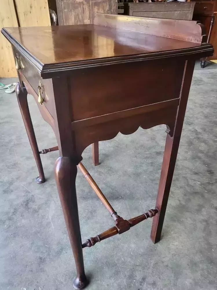 photo furniture Antique Mahogany Tall Cutlery Hall Table Drawer Cabriole Legs Pad Feet