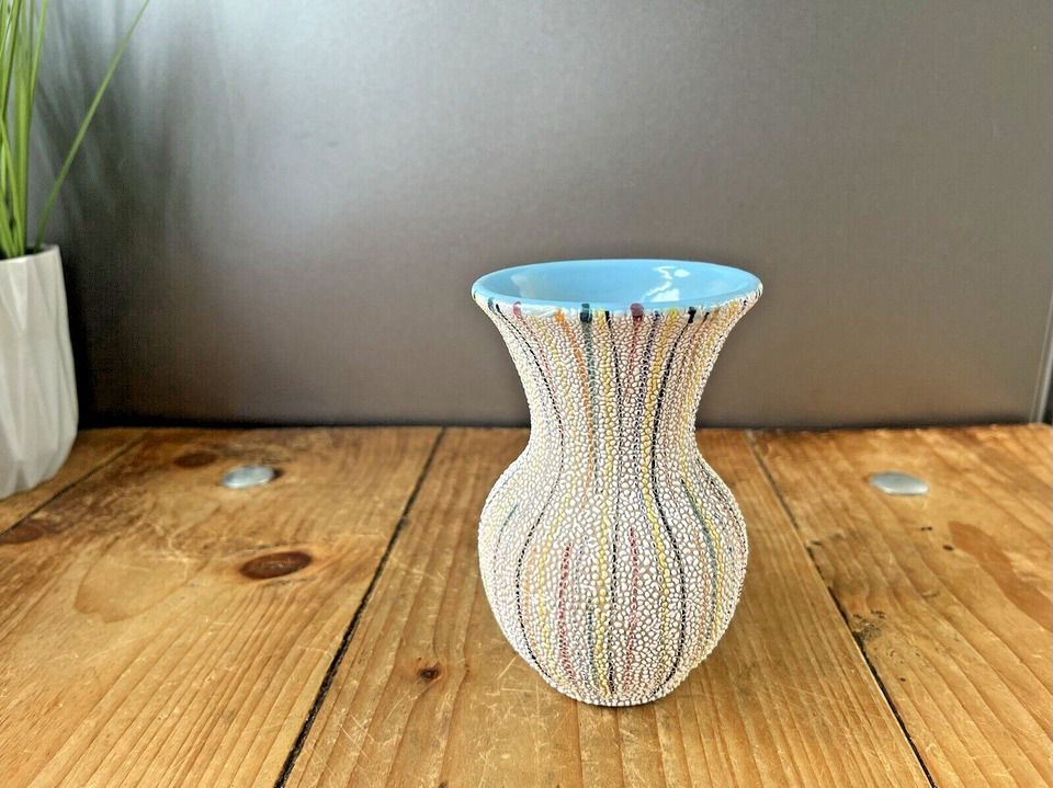 Mid Century 50s Italian Pottery Multicoloured Striped Vase Fratelli Fanciullacci photo 55.0
