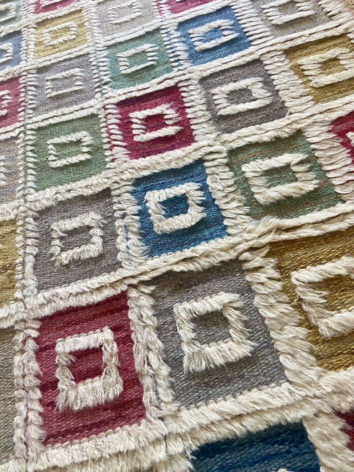 Swedish Check Rug, Boho photo furniture