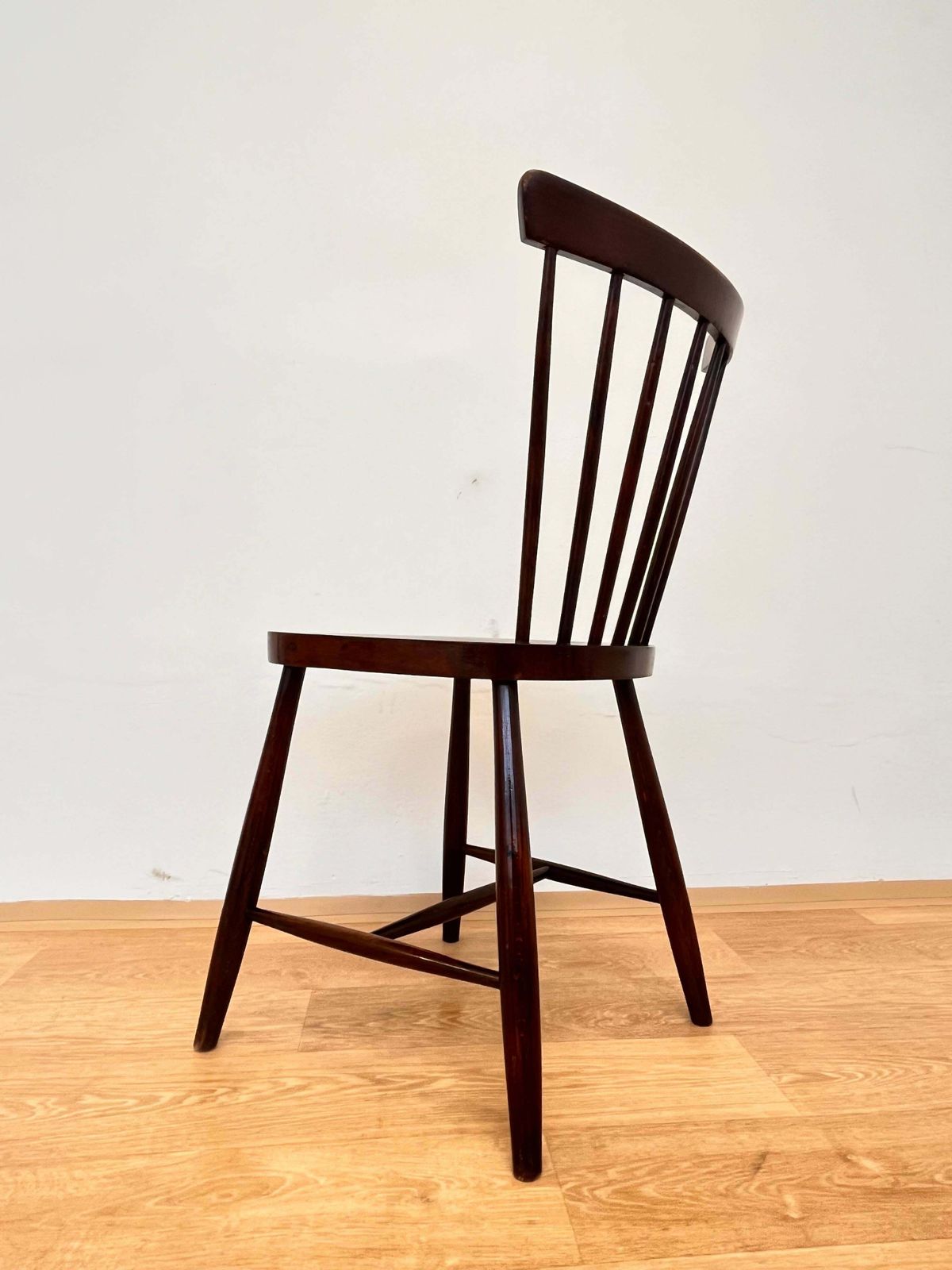 Set Of Four Mid Century Design Wooden Dining Chairs By Ton   1960s photo vinterior