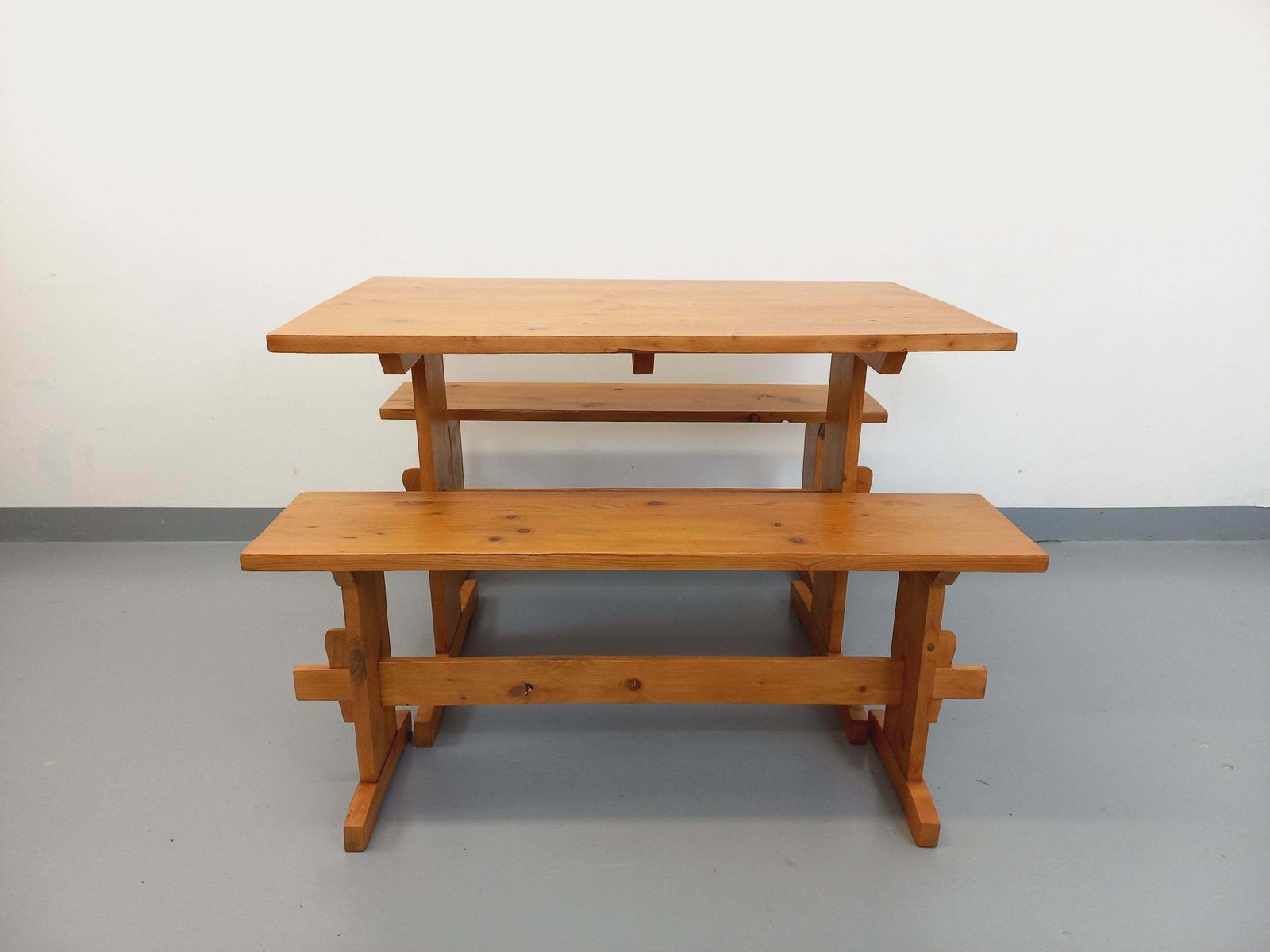 Rectangular Table And 2 Fir Benches photo furniture