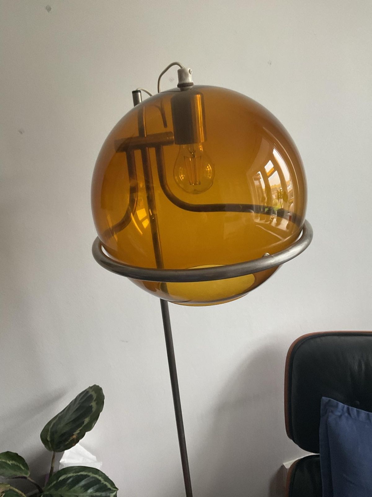 Designer Smoked Glass Floor Lamp In Mid Century Style By Házi Tibor, Hungary 70s photo for sale