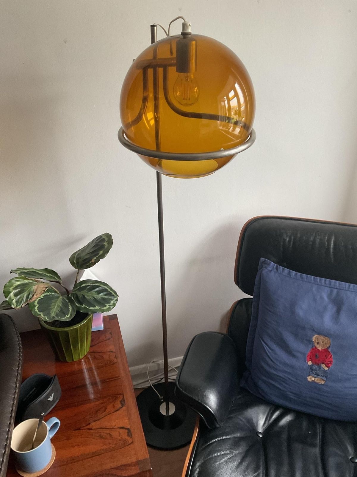 Designer Smoked Glass Floor Lamp In Mid Century Style By Házi Tibor, Hungary 70s photo Lighting