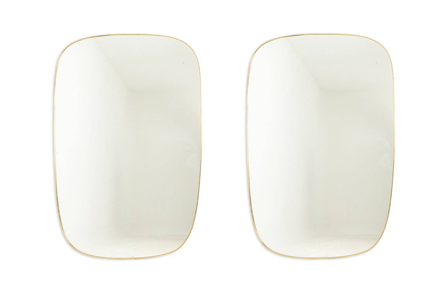 Pair Of 1950s Style Mirrors In Gilded Brass. Contemporary. Ls58731909u
