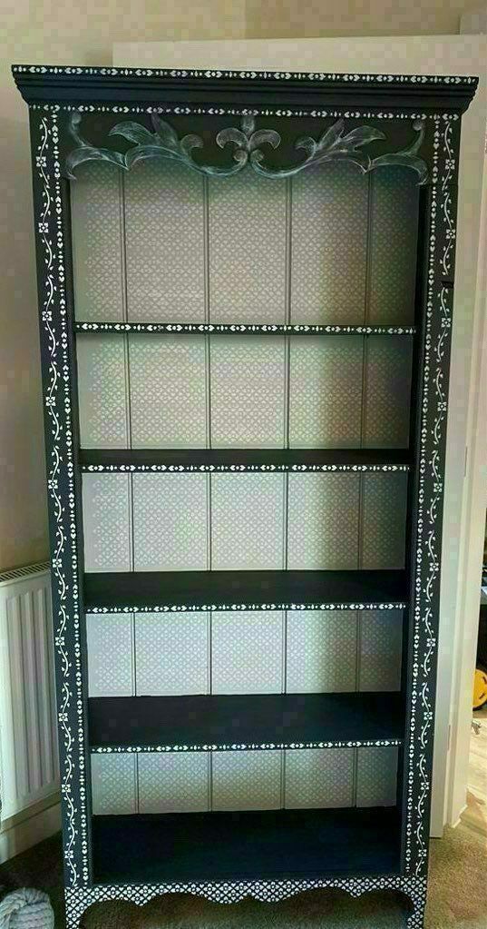 Beautiful Country Ditsy Bone Inlay Bookcase Stencilled photo Furniture