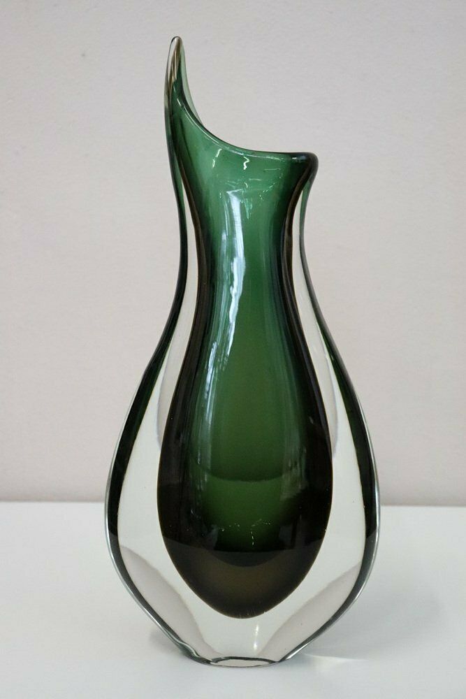 photo furniture Tall Italian Vase In Murano Art Glass Attributed To Flavio Poli For Seguso, 1960s