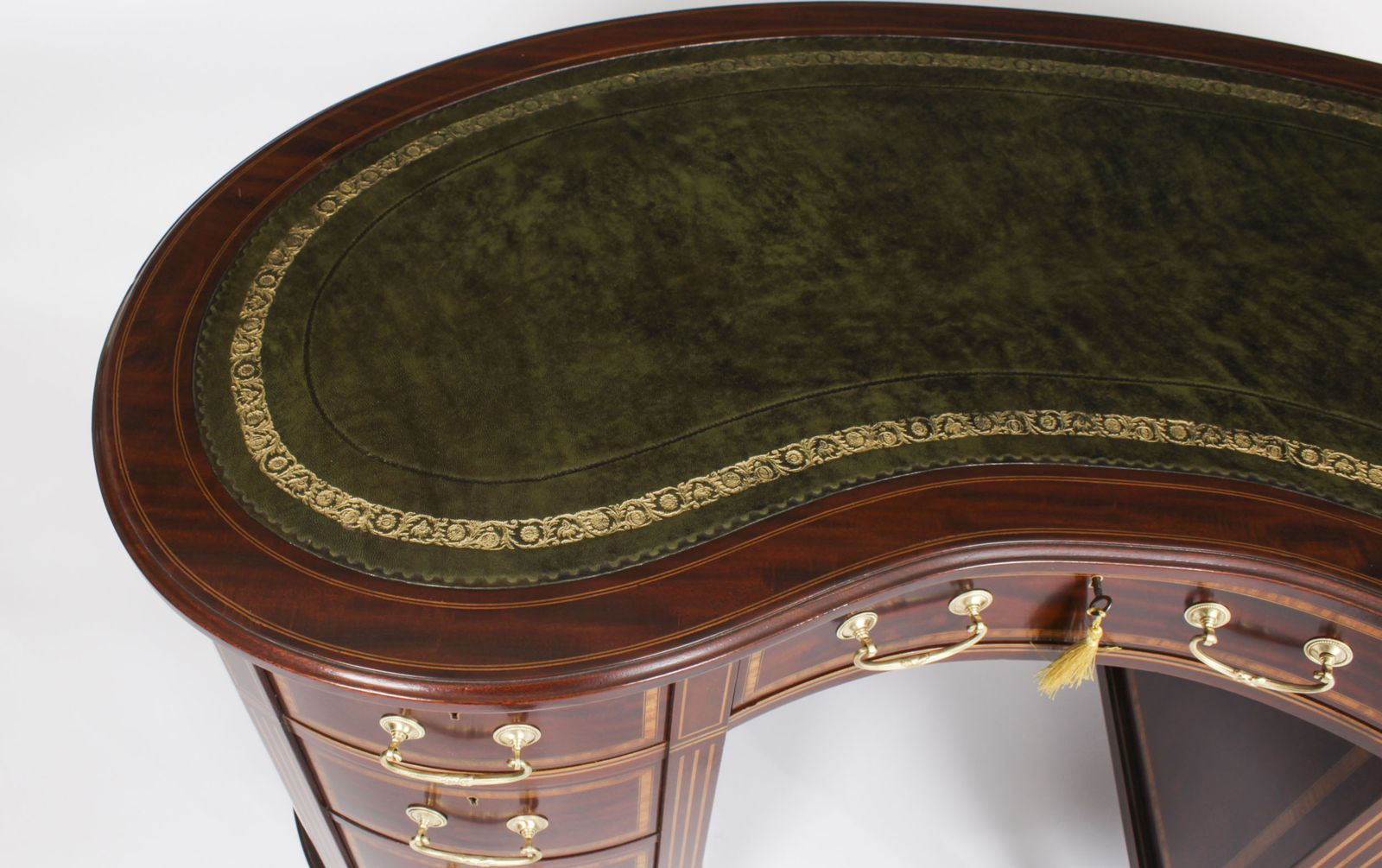 Victorian Mahogany Inlaid Kidney Desk  C1880 19th C photo for sale