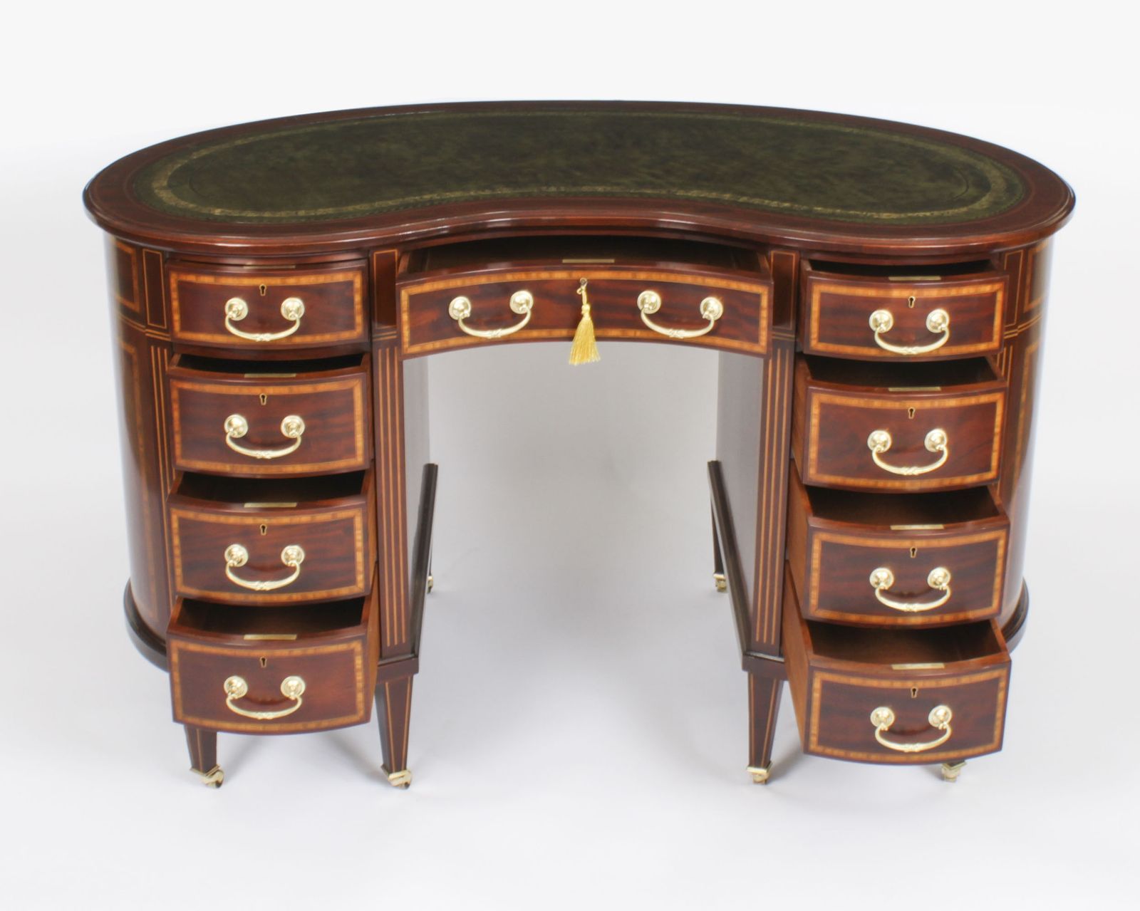 Victorian Mahogany Inlaid Kidney Desk  C1880 19th C photo buy