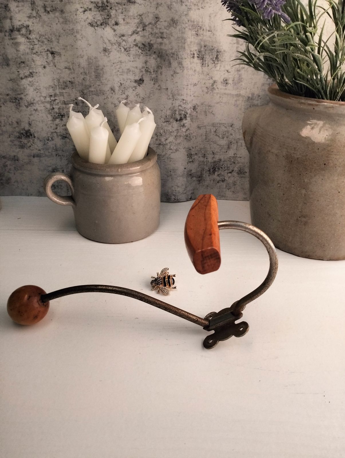 French Coat Hook, Vintage Hat Hook, Antique Coat And Hat Hook, Classic Turned Wood And Metal French Coat And Hat Hook, Vintage Coat Hook photo vintage