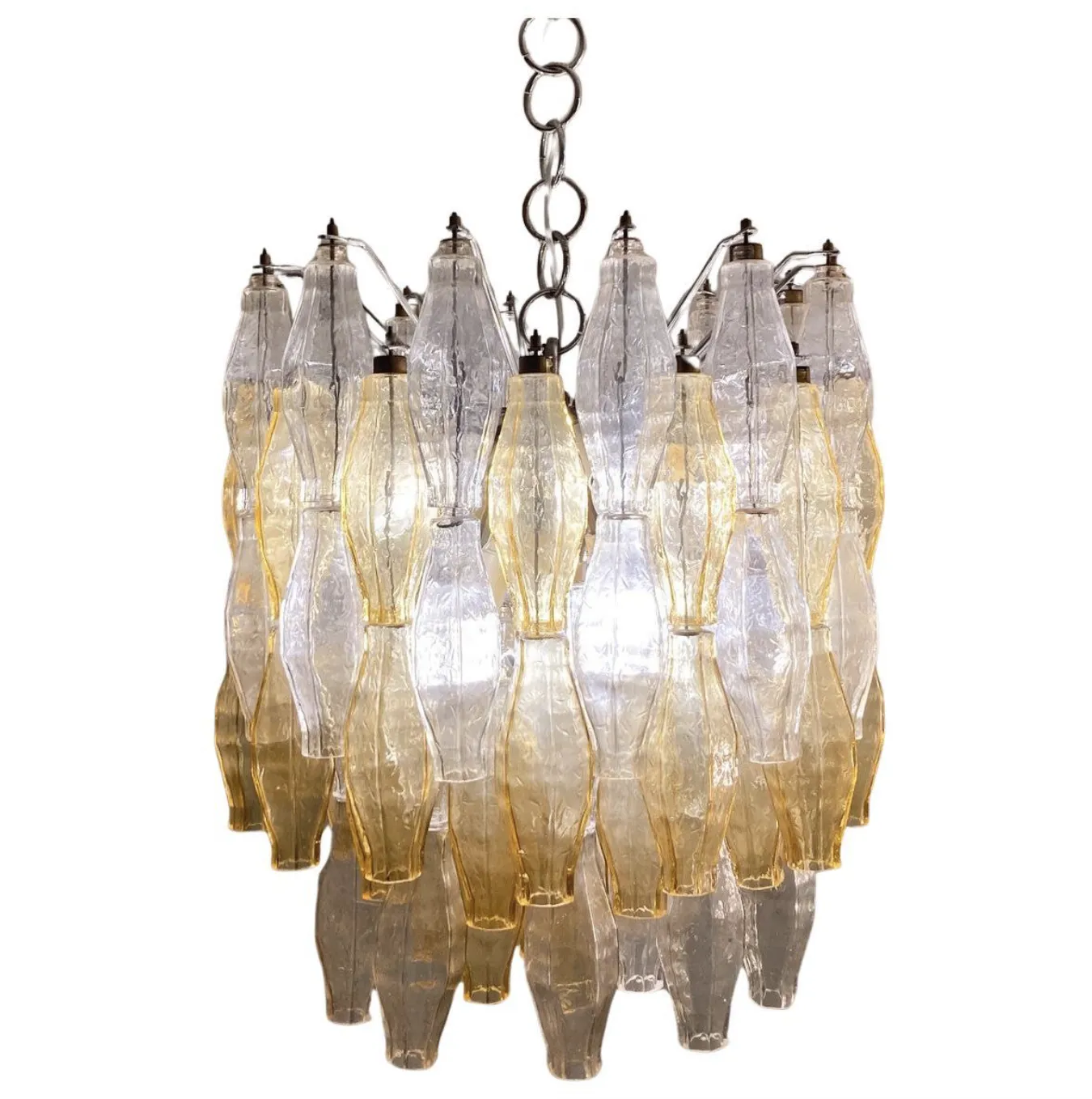 Mid Century Murano Glass Chandelier “Polyhedr” By Carlo Scarpa For Venini, Italy