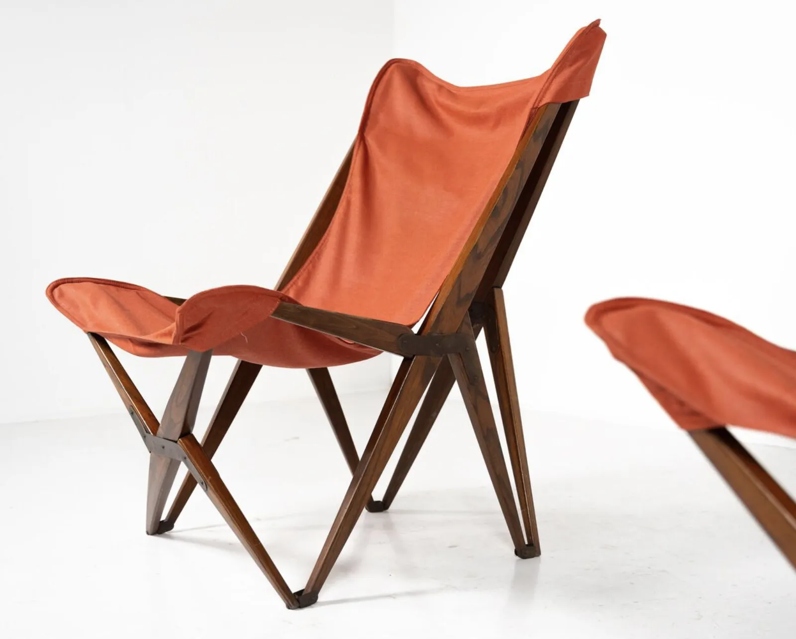 Pair Of Red Tripolina Folding Chairs By Joseph B. Fenby photo vinterior