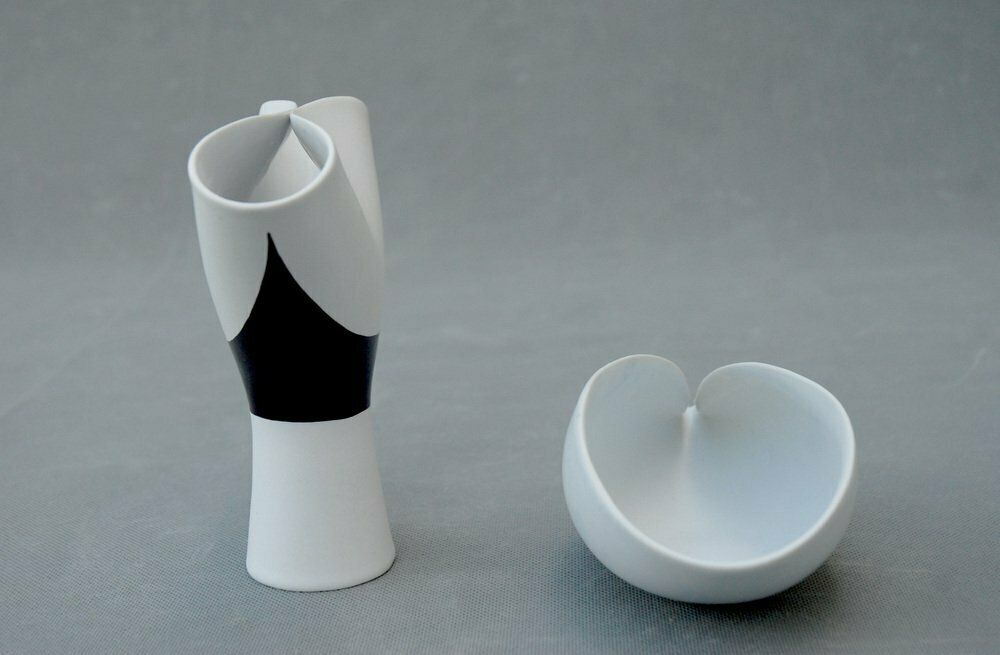 Veckla Vase & Bowl Set By Stig Lindberg For Gustavsberg, Sweden, 1950s, Set Of 2 photo 645.0