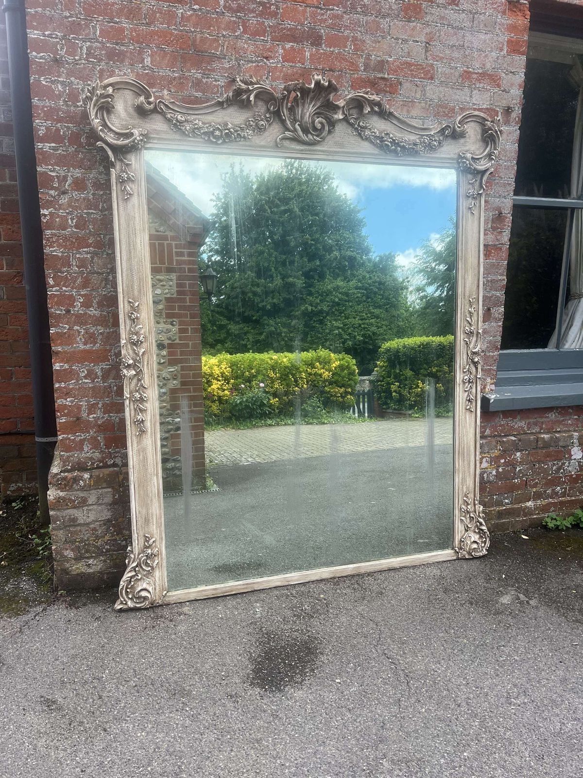An Absolutely Stunning Large Antique French 19th C Painted Mirror photo vintage