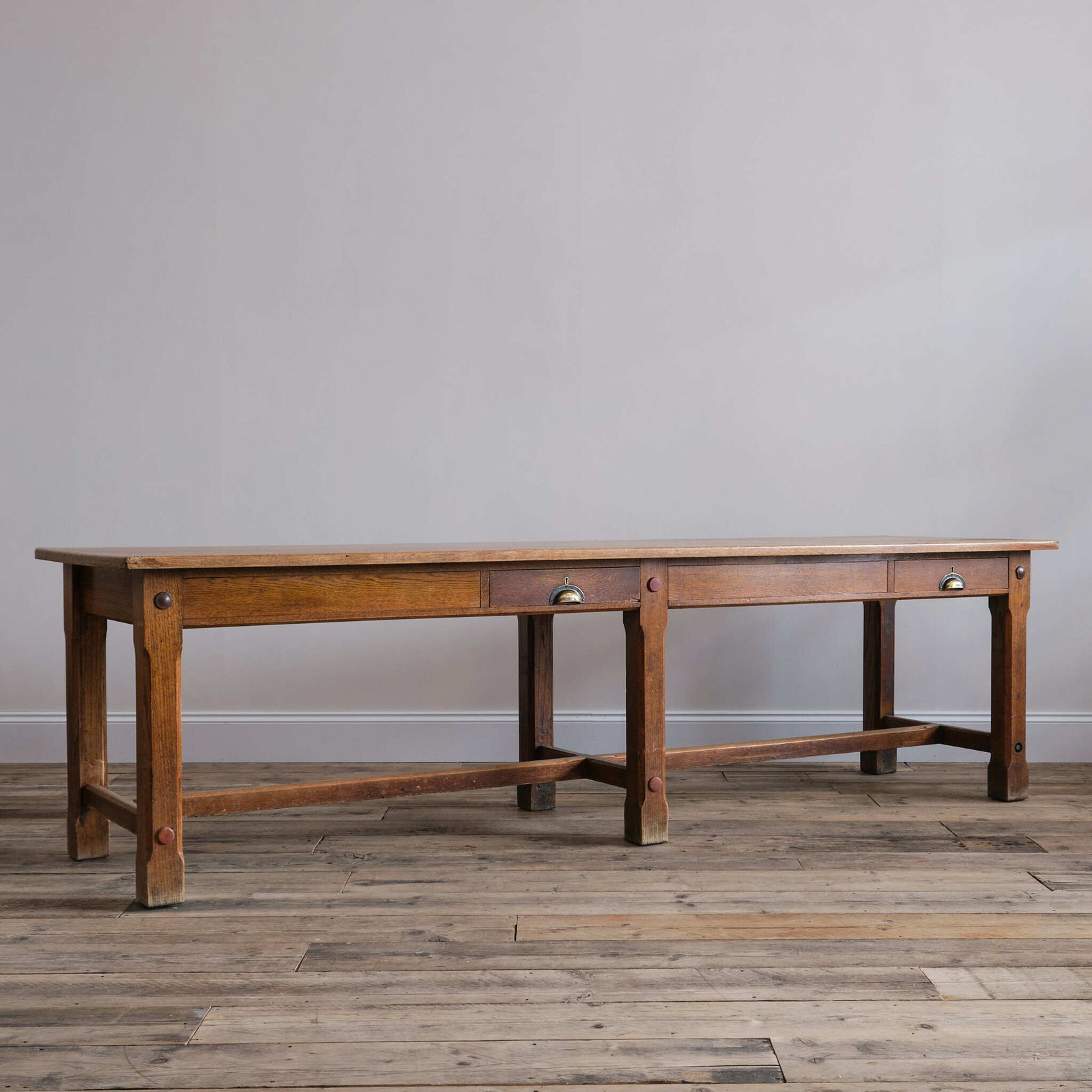 Furniture Antique Early 20th Century Oak Refectory Dining Table photo