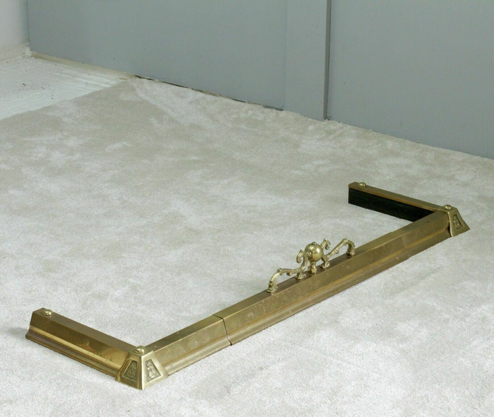 Antique Victorian Arts And Crafts Design Brass Fireplace Hearth Fender photo Home Fixtures