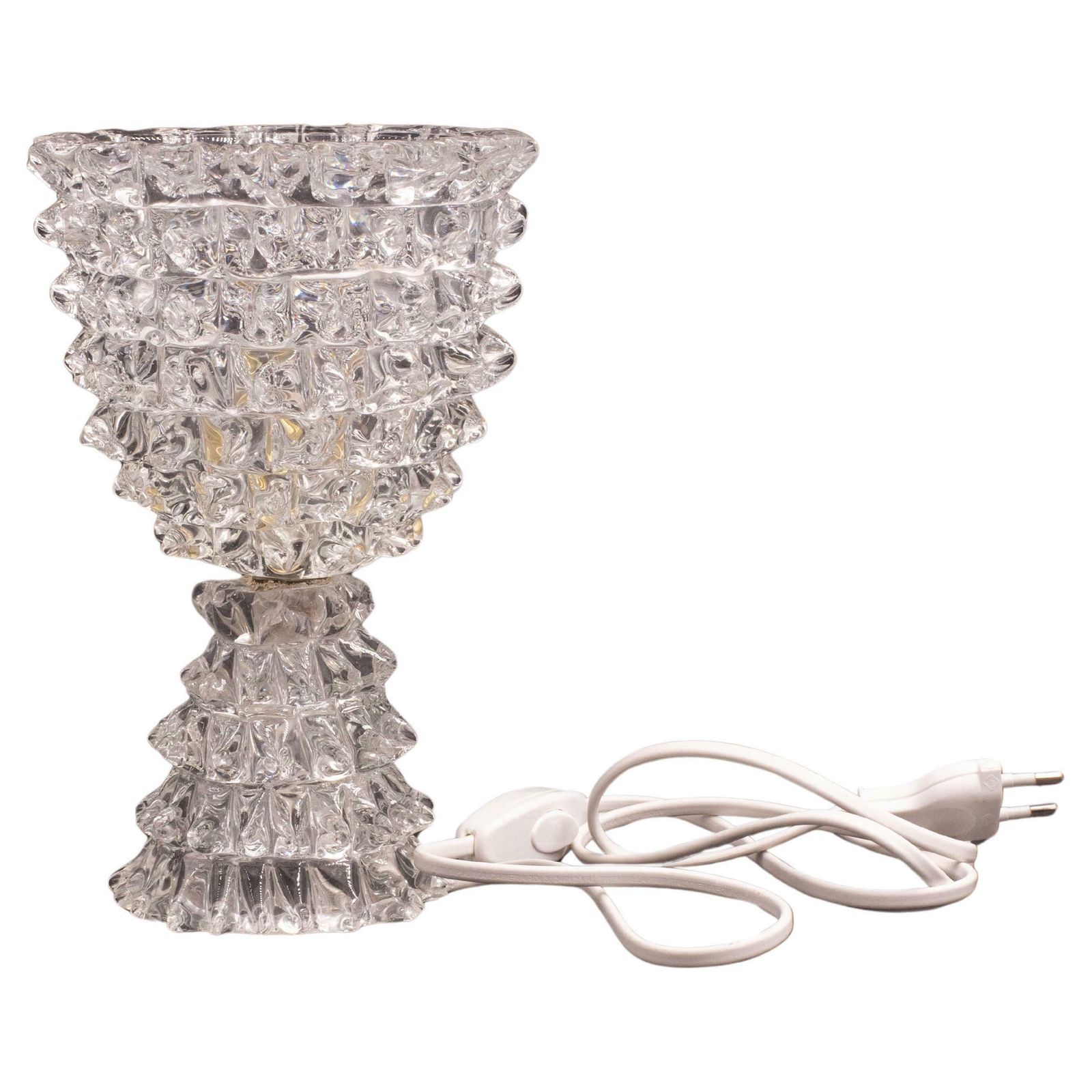 Elegant Table Lamp In Rostrato Murano Glass Vase For Barovier & Toso, 1940s