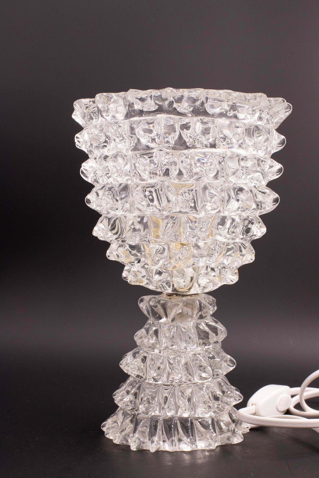 Elegant Table Lamp In Rostrato Murano Glass Vase For Barovier & Toso, 1940s photo furniture