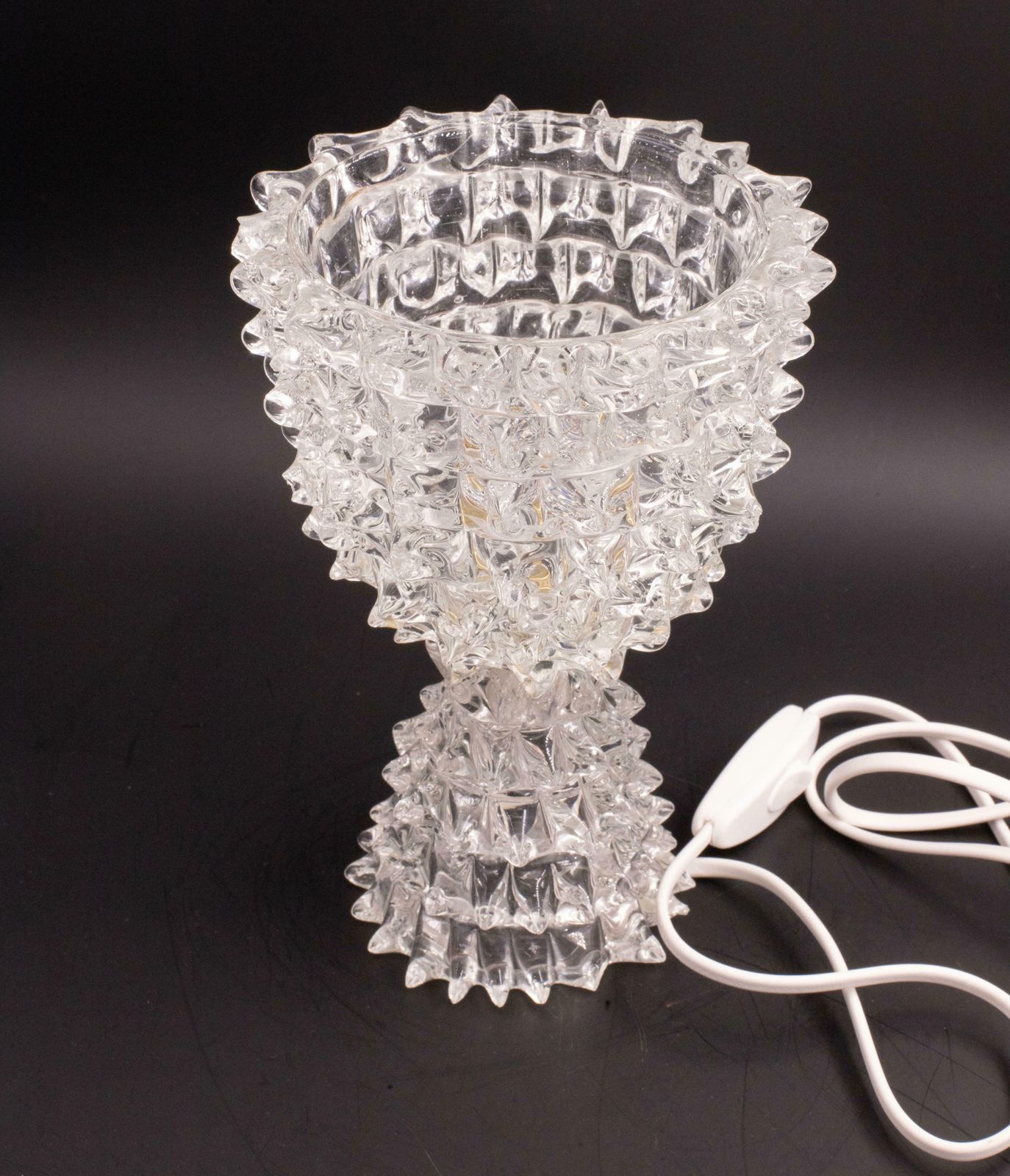 Elegant Table Lamp In Rostrato Murano Glass Vase For Barovier & Toso, 1940s photo for sale