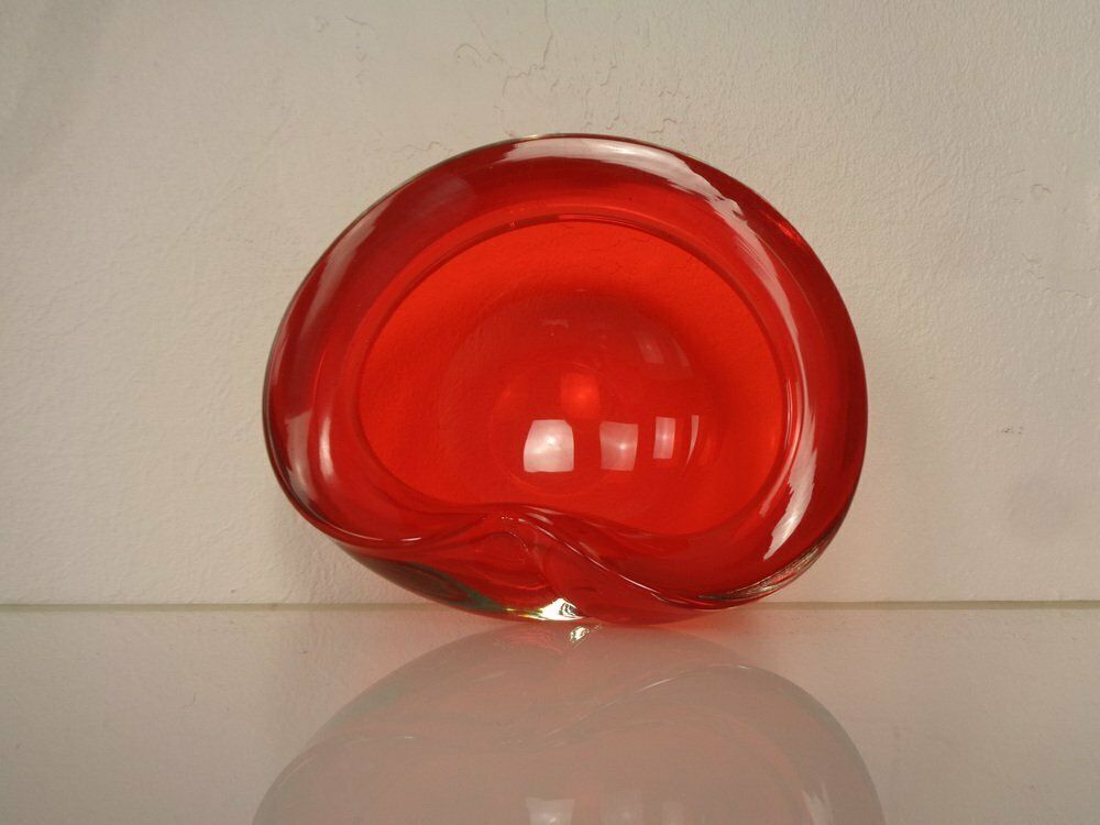 Home Decor Vintage Italian Red Murano Glass Ashtray, 1960s photo