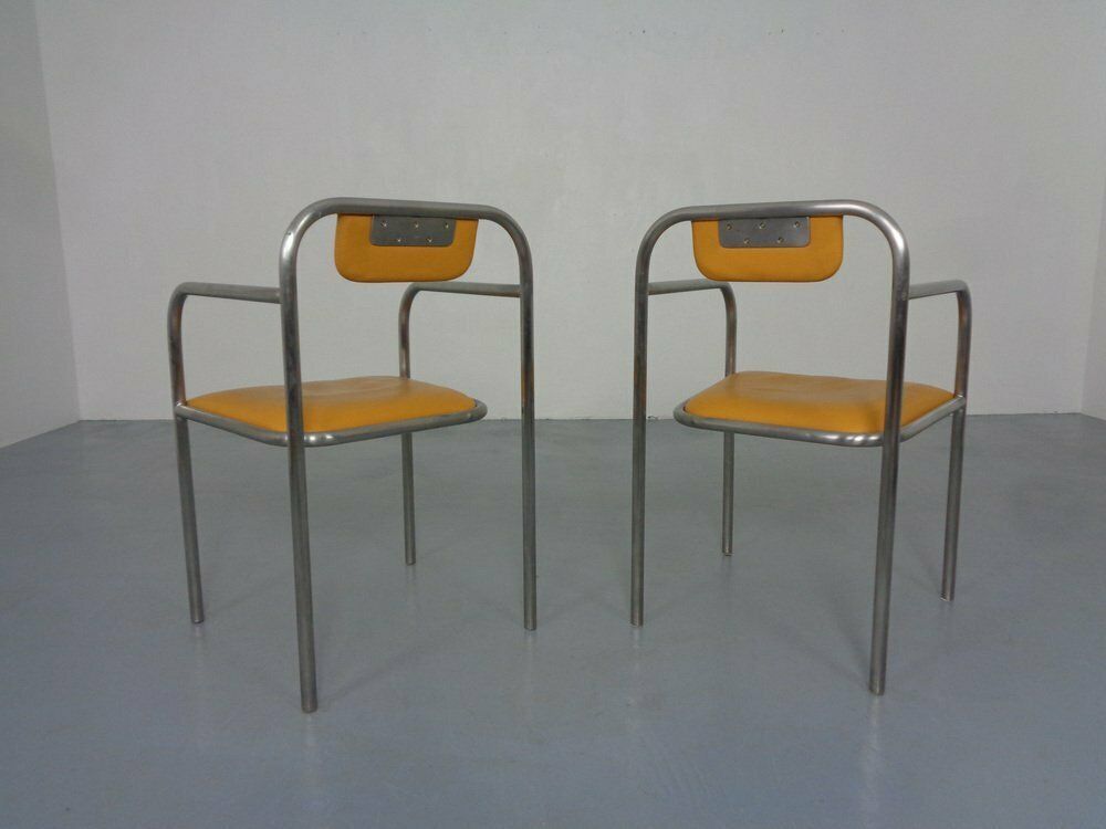 Furniture Minimalist Tubular Steel Armchairs By Thomas Wendtland, 1970s, Set Of 2 photo