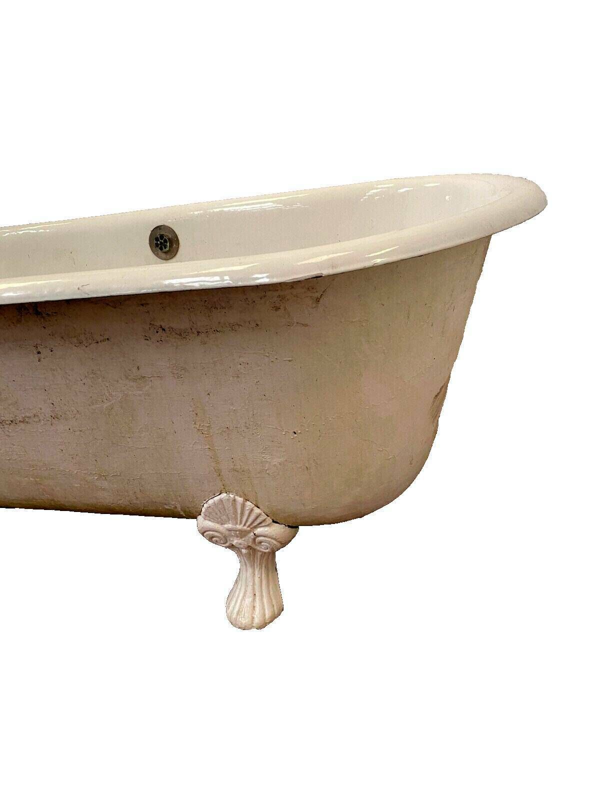 Garden Decor Enameled Cast Iron Bathtub With Claw Feet 20th Century photo