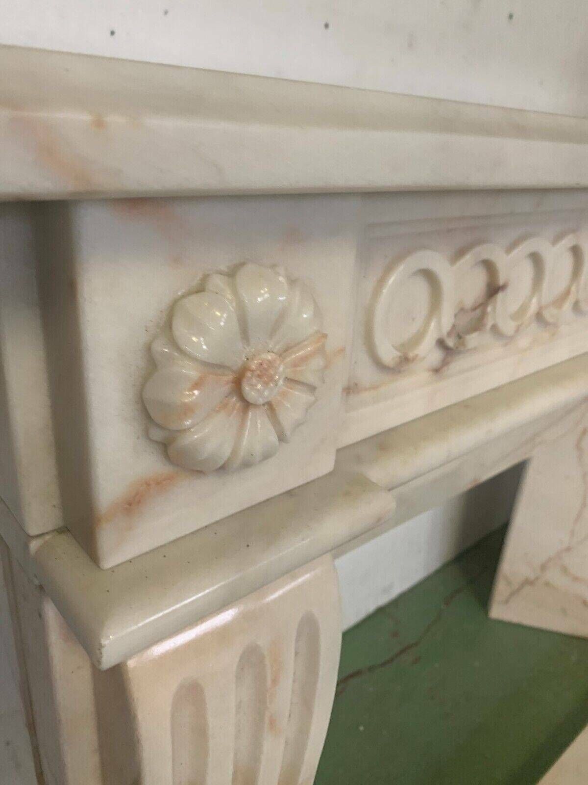 photo vintage Louis XVI Style Fireplace In Pink Veined Marble XX Century