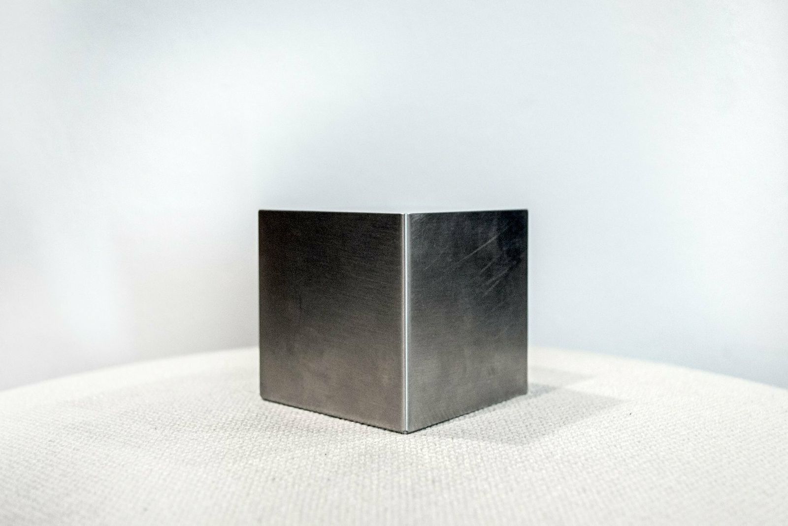 Glass And Stainless Steel Cubic Paperweight Frame By Bob Cornell, 1970s photo furniture