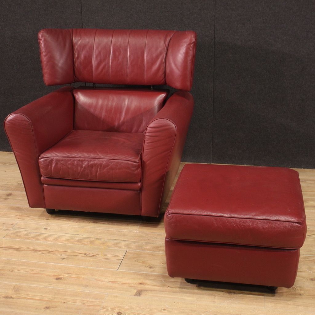 photo furniture Italian Armchair With Footstool From The 80s