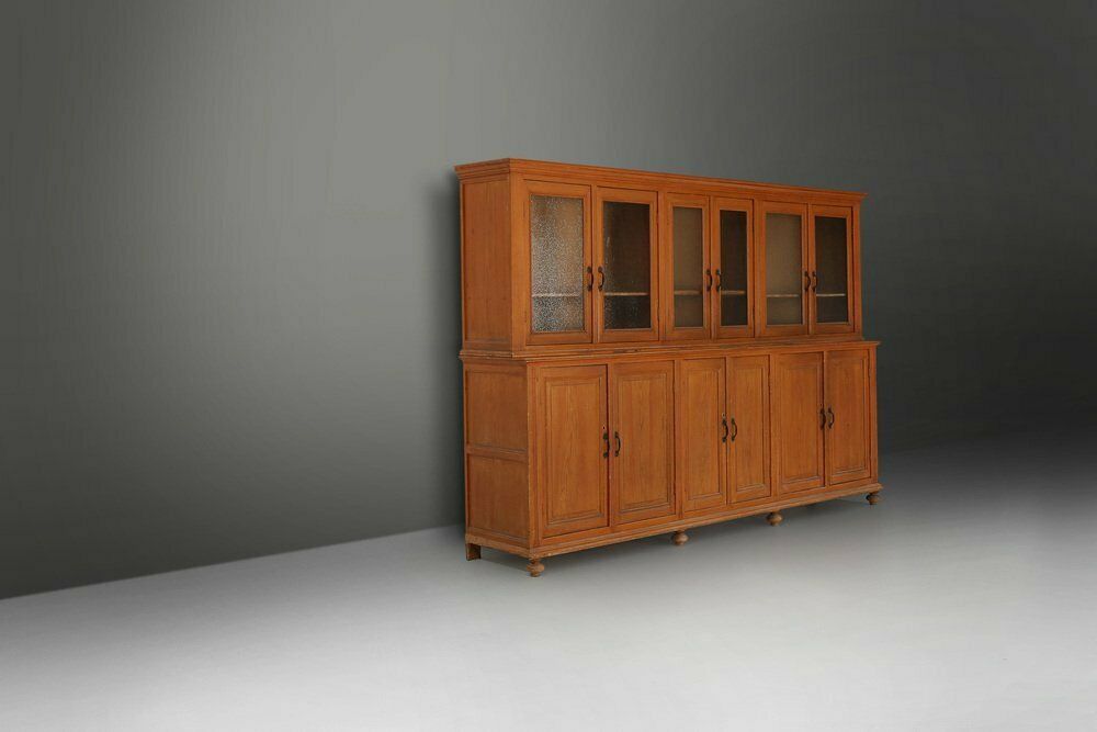 12 Door Monastery Or Display Cabinet In Pine, Belgium, 1890s photo for sale