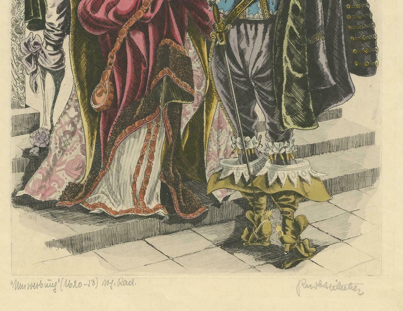 Antique Print 'Umwerbung' By Kurt Hilscher, Circa 1930 photo Art