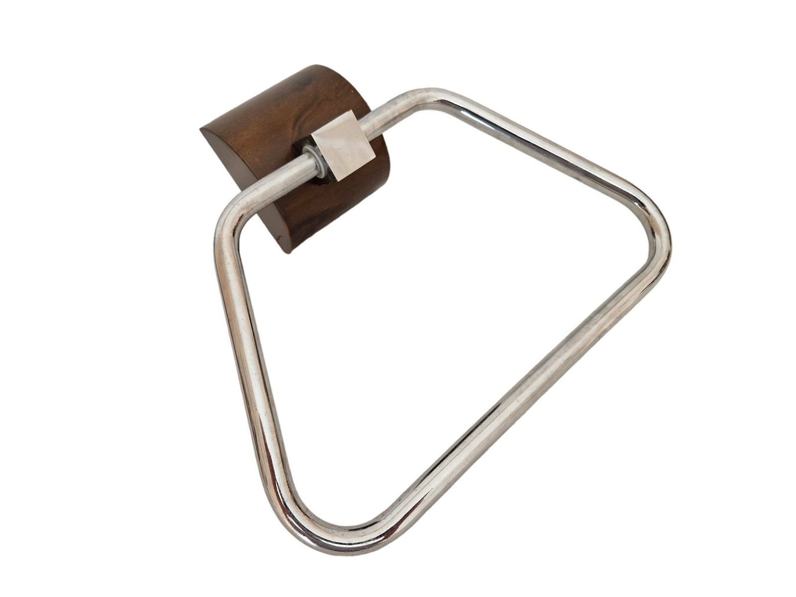 1970s Chrome And Wood Towel Ring, Minimalist Bathroom Wall Decor photo Furniture