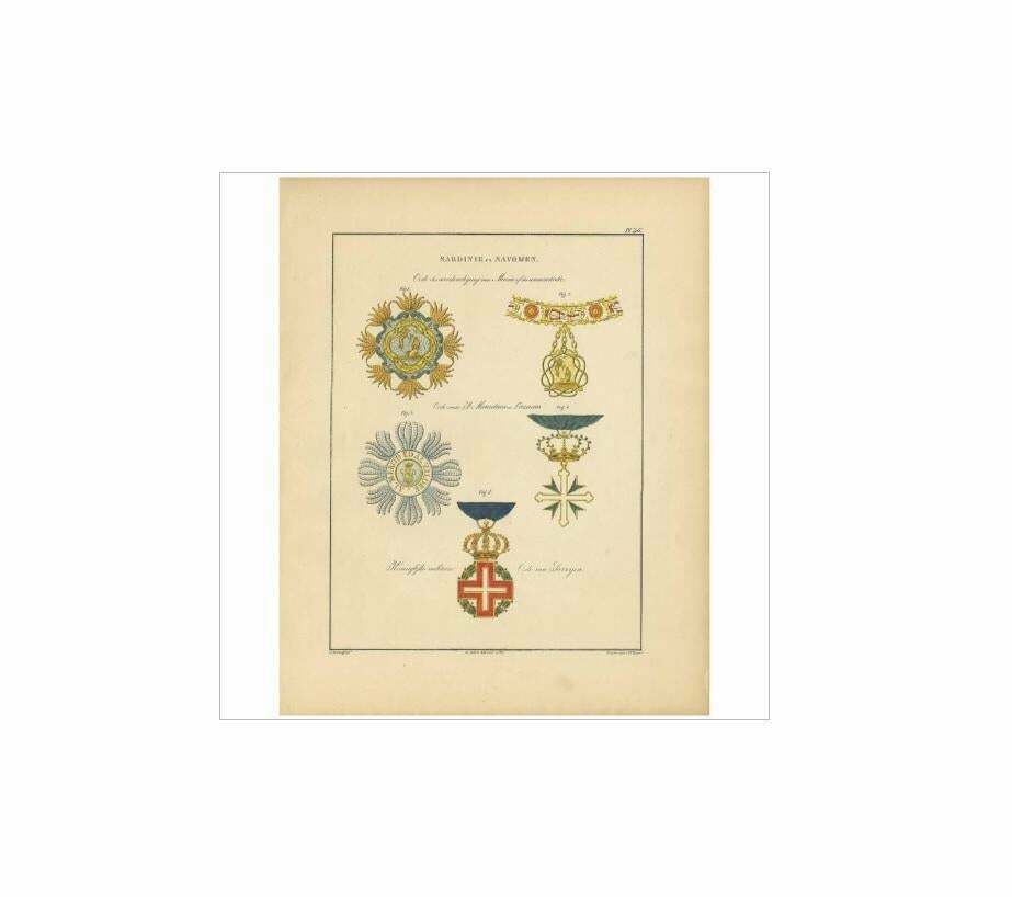 Antique Print Of Various Medals Of Sardinia & Savoy By G.L. De Rochemont, 1843 photo Art
