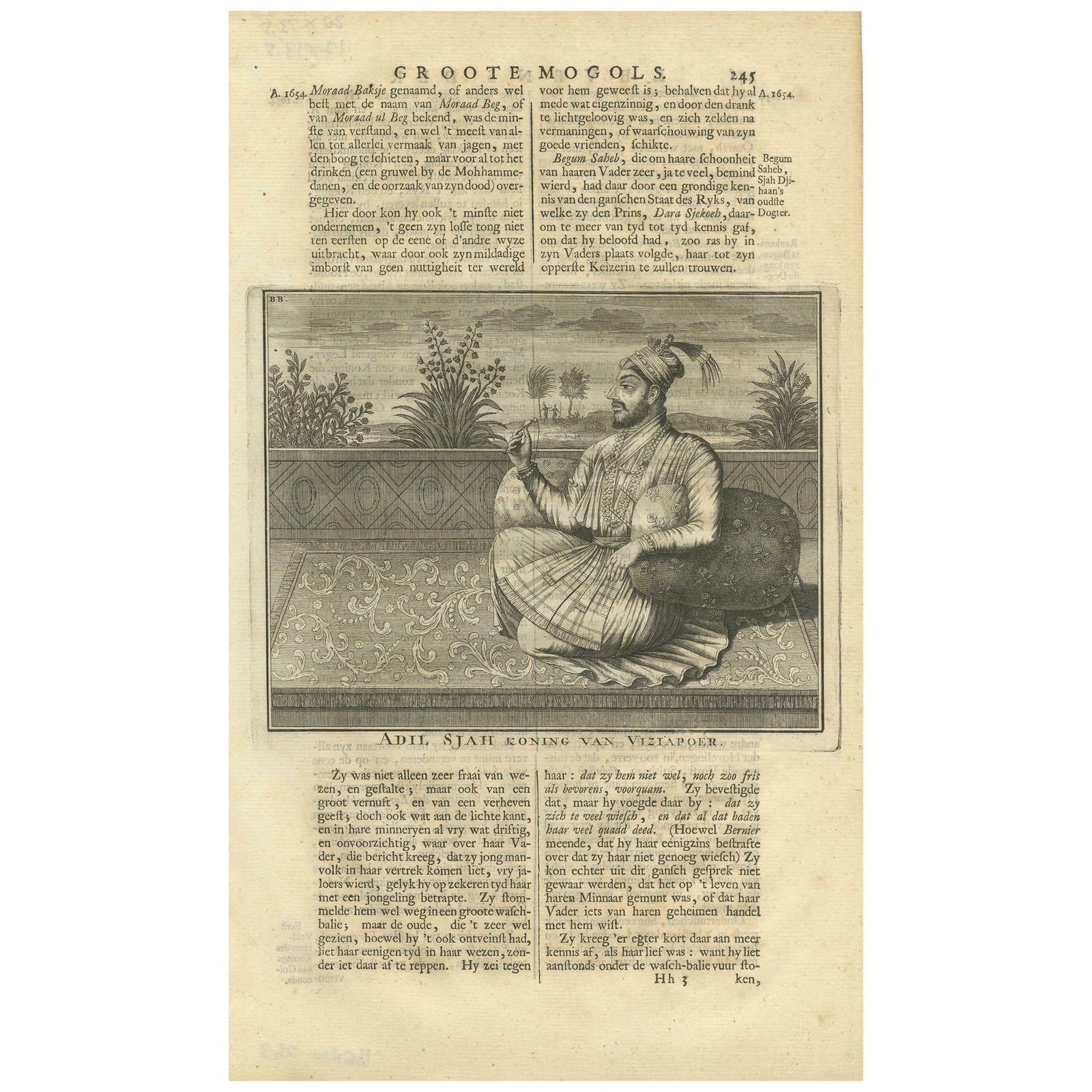 Antique Print Of Adil Shah By Valentijn, 1726