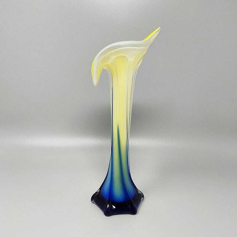 1960s Astonishing Jack In The Pulpit "Calla Lily" Vase In Murano Glass. photo vinterior