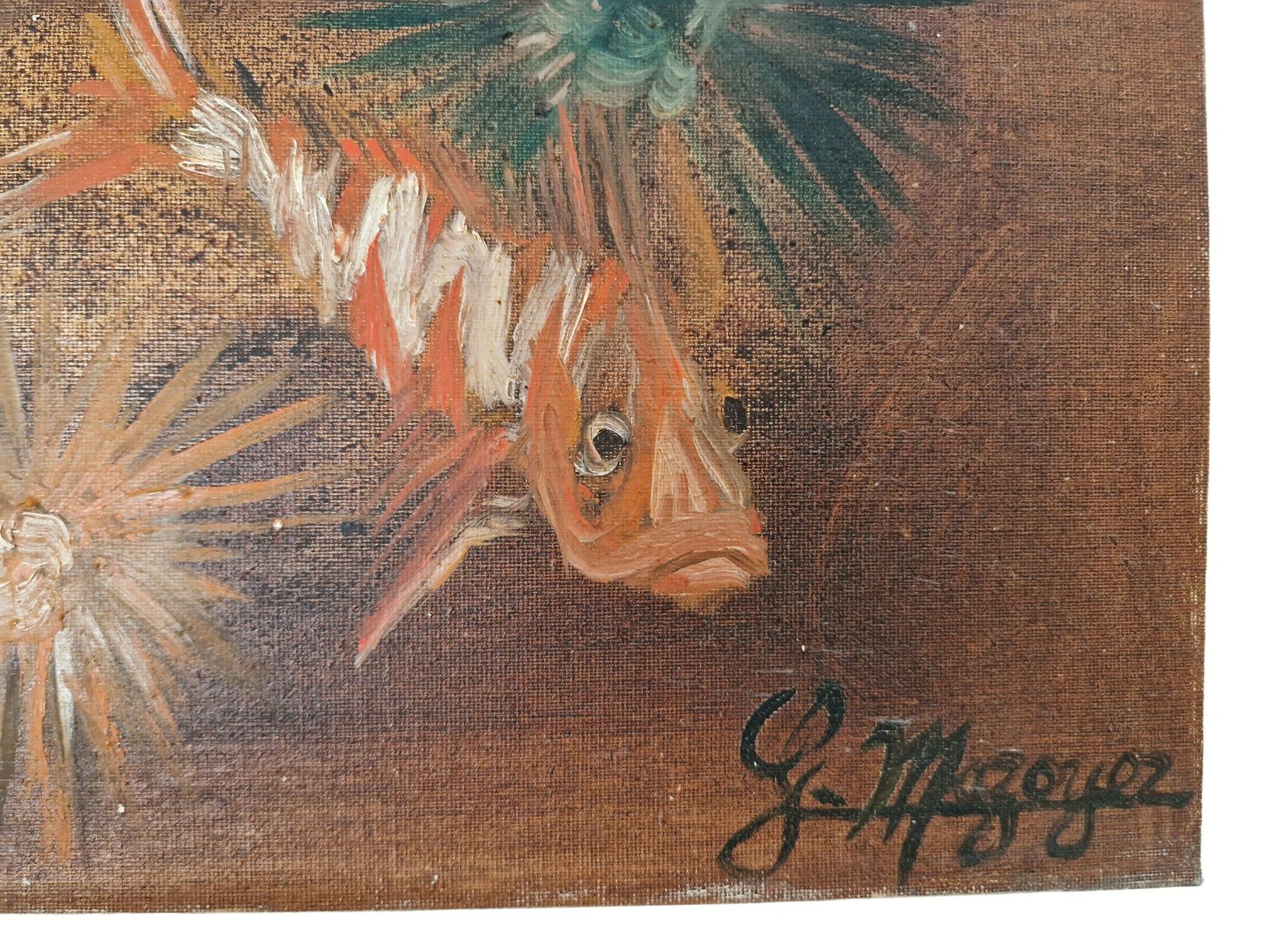 Comber Fish And Sea Urchin Underwater Painting By Georges Mazoyer, French Mediterranean Seascape Wall Art photo vintage