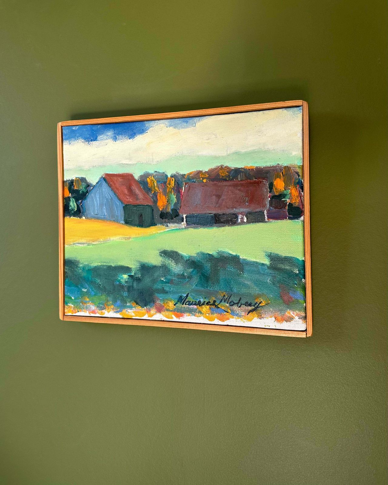 "ödegård" By Maurice Moberg, Small Oil Painting On Canvas photo for sale