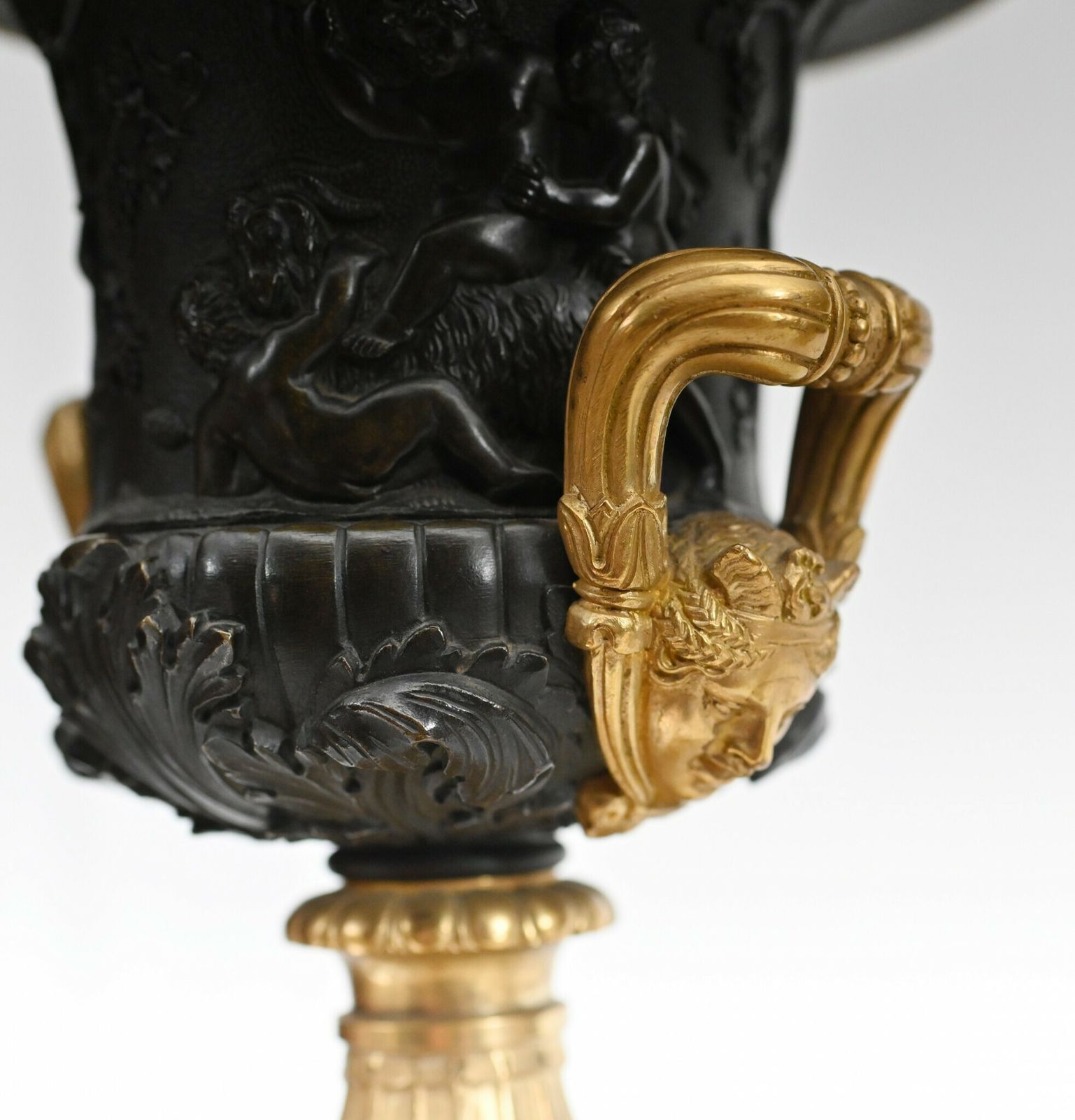 Home Decor Pair Bronze Urns Cherub Bacchus Italian Grand Tour Campana 1880 photo