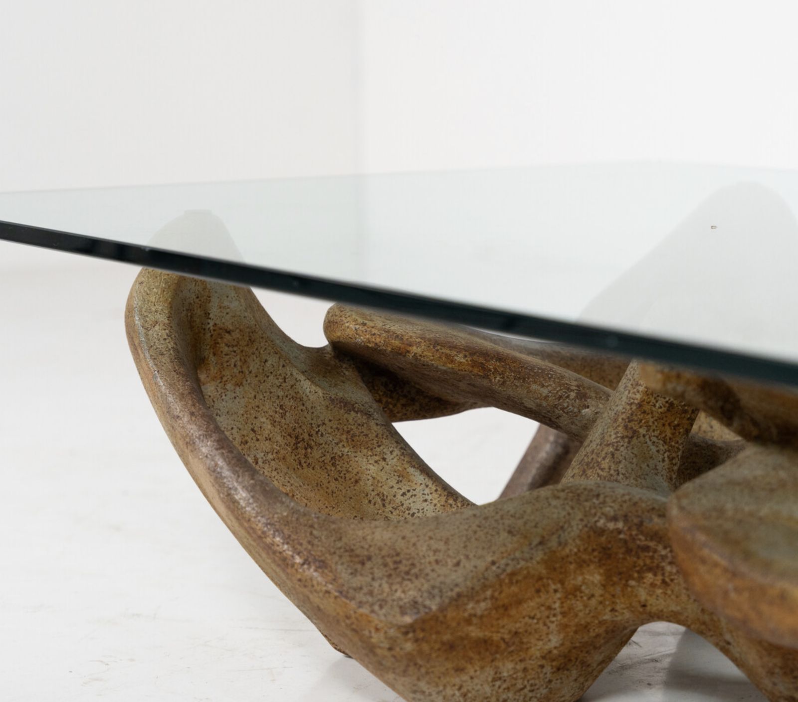 Mid Century Modern Coffee Table By Claudio Trevi, Glass And Concrete, 1970s photo Furniture