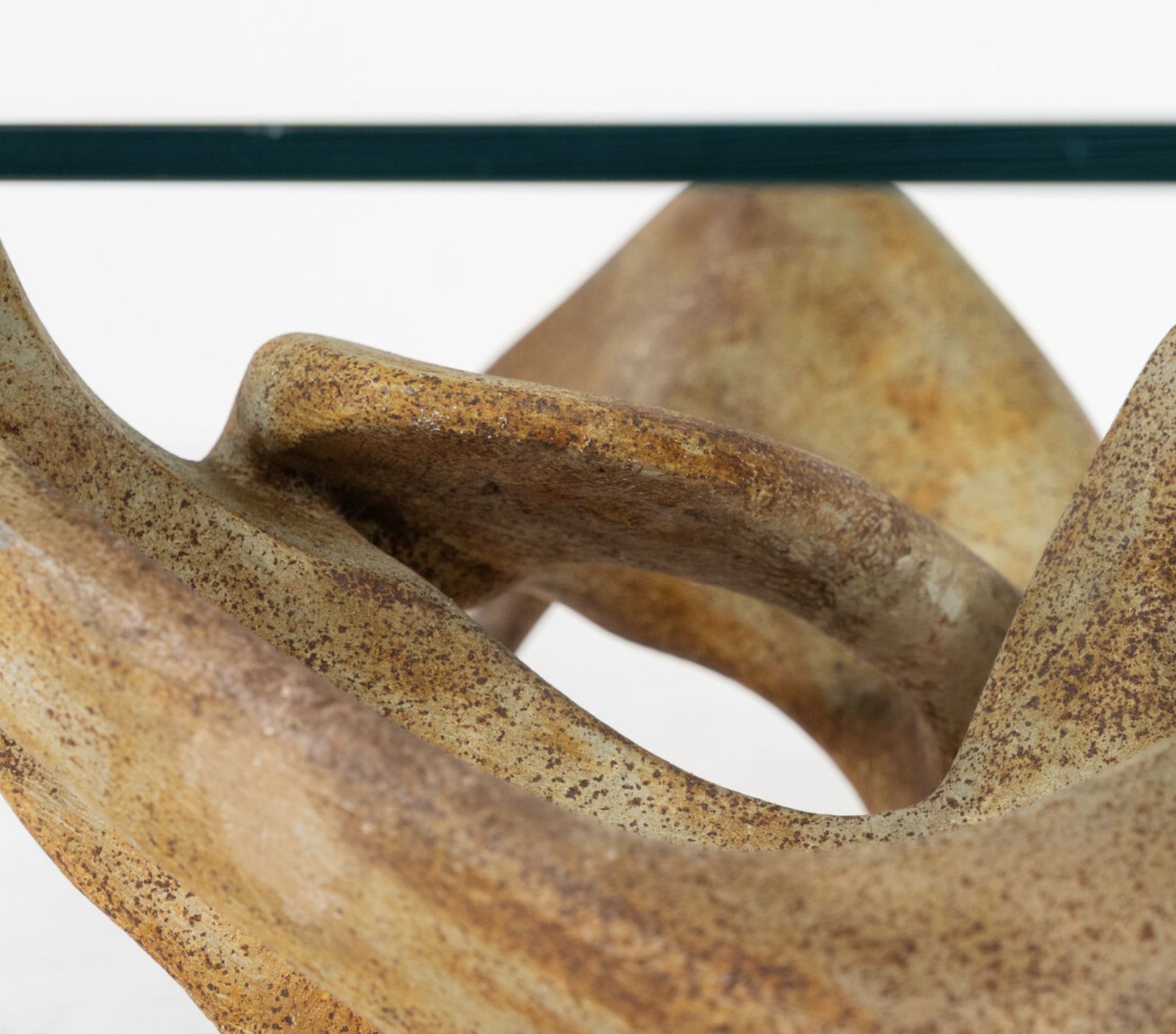photo for sale Mid Century Modern Coffee Table By Claudio Trevi, Glass And Concrete, 1970s