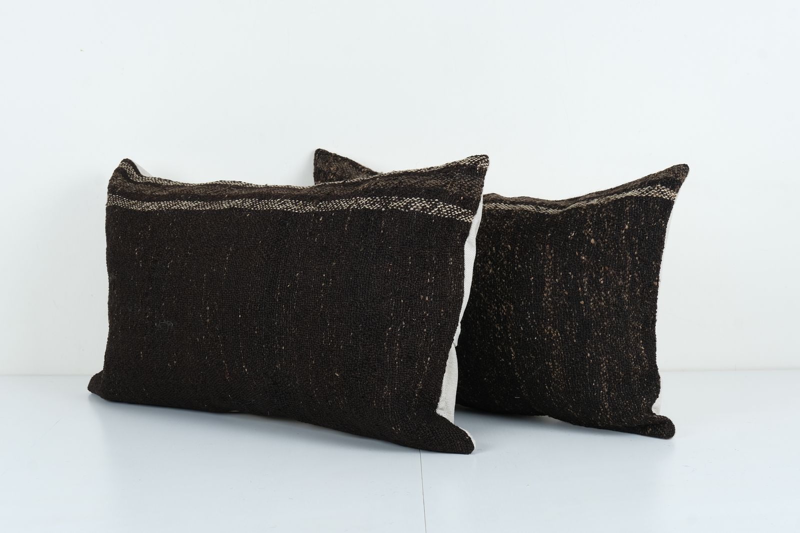 Kilim Pillow Cases Made From A Vintage Anatolian Handwoven Textile   Set Of Two Goat Hair Turkish Pillow Cover photo for sale