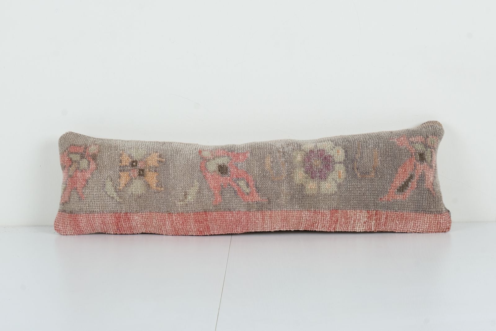Turkish Carpet  Pillow Cover, Tribal Design Anatolian Cover, Old Pale Lumbar Pillow
