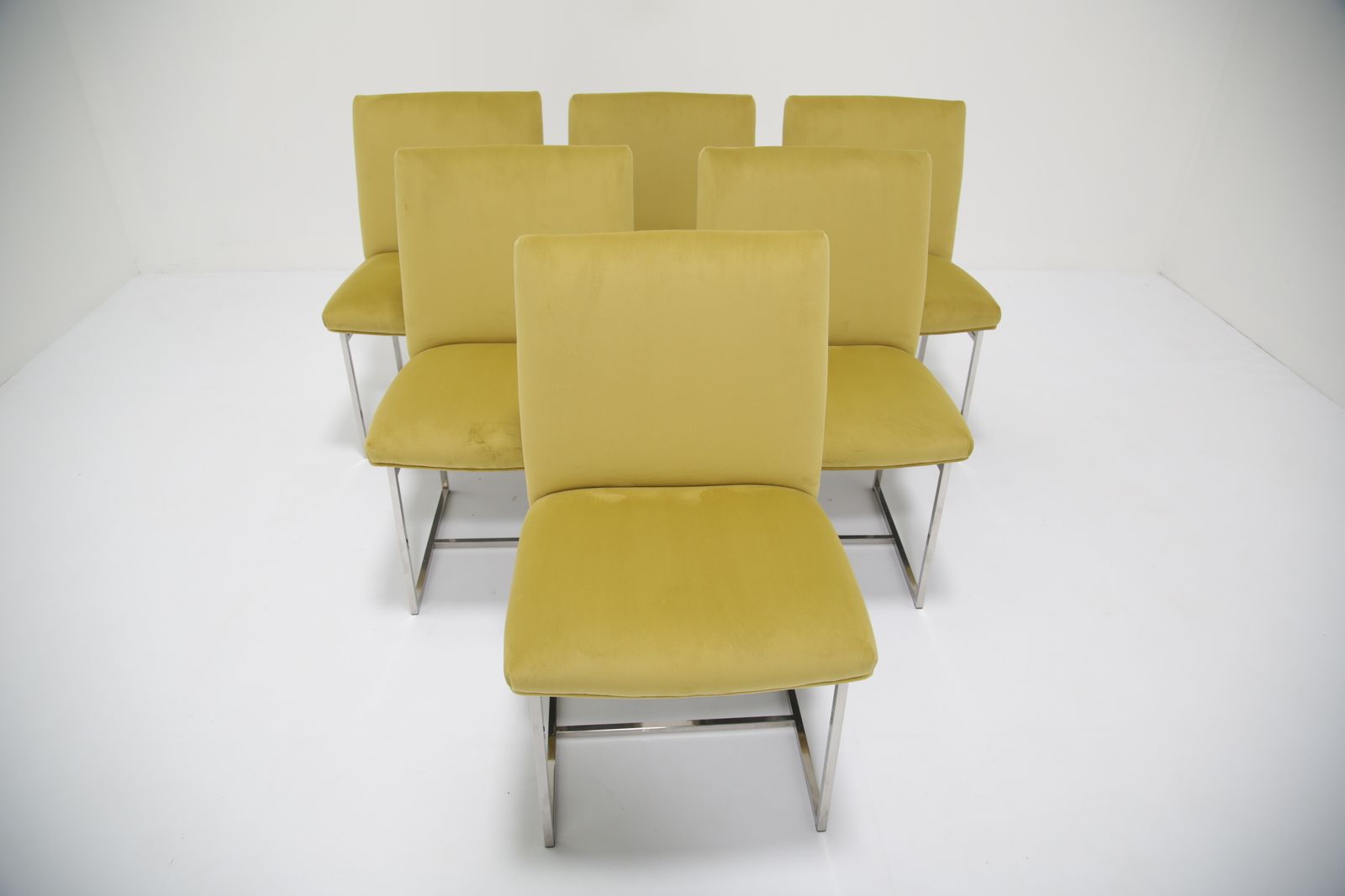 Furniture Set Of 6 Upholstered Dining Chairs, Attributed To Milo Baughman, USA, 1970s. photo